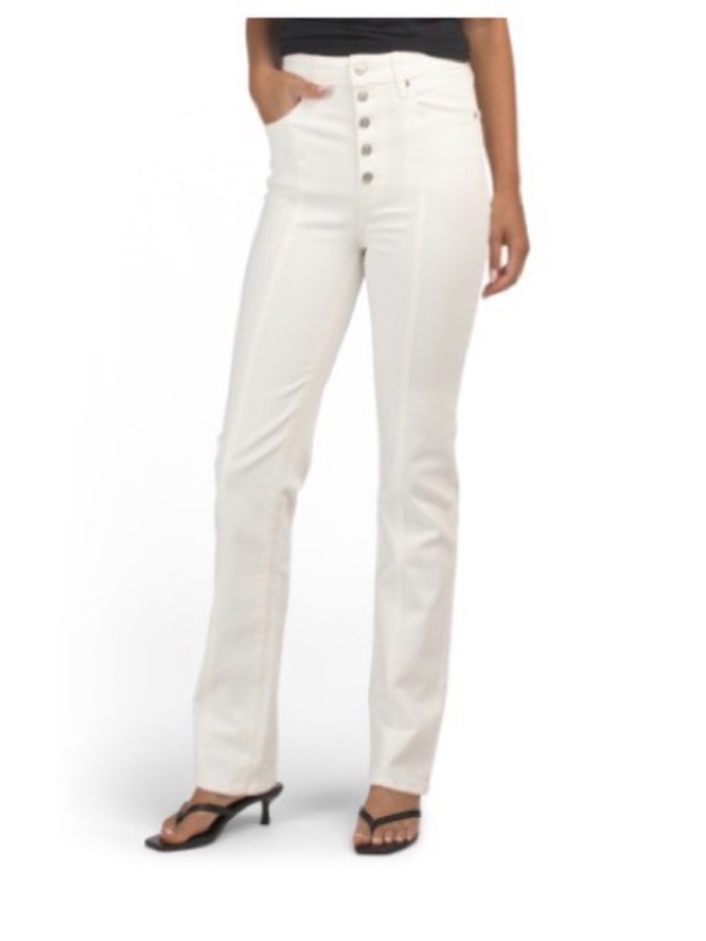 PAIGE Stella Ecru Straight Leg Jeans with Button Fly Size 25